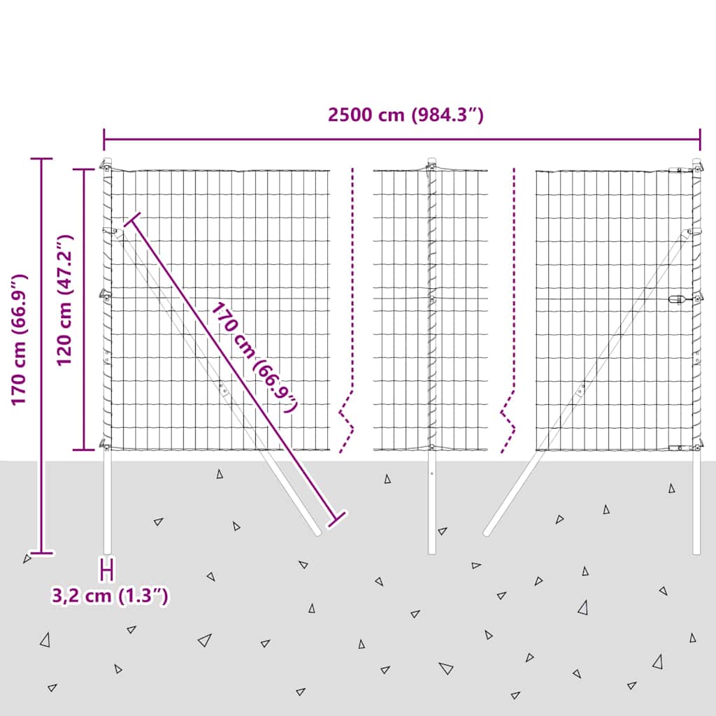 Ground Fix Geschweißter Drahtzaun 25 x 1,2 m (B x H)