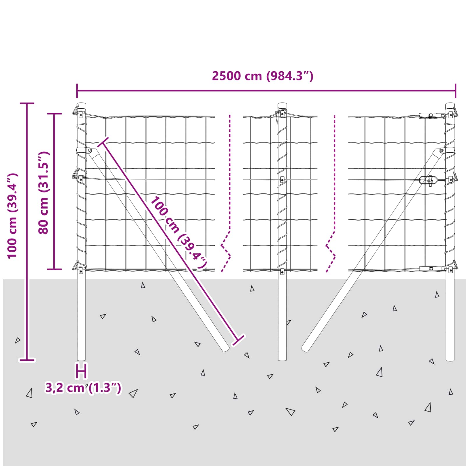 Ground Fix Geschweißter Drahtzaun 25 x 0,8 m (B x H)