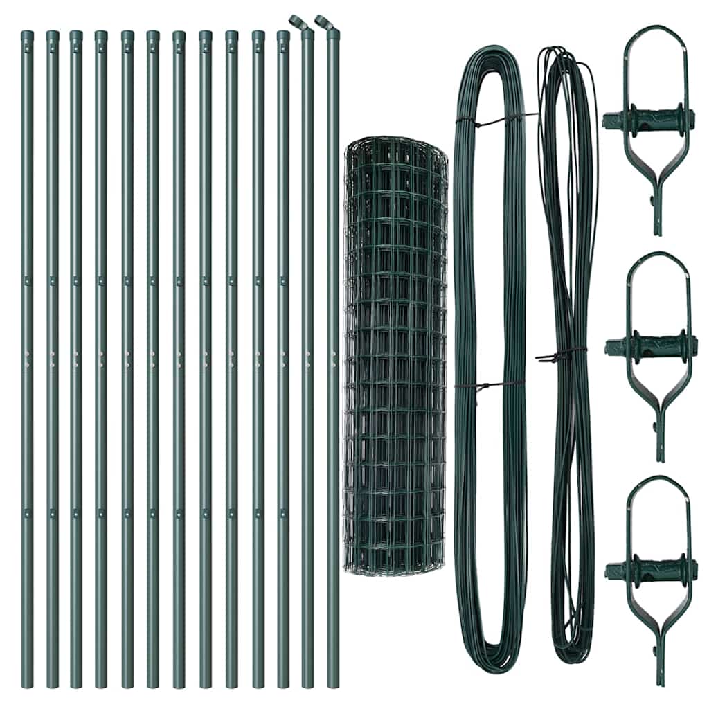 Bodenmontierter Euro-Zaun 25 x 1 m PVC-beschichteter Stahl Grün