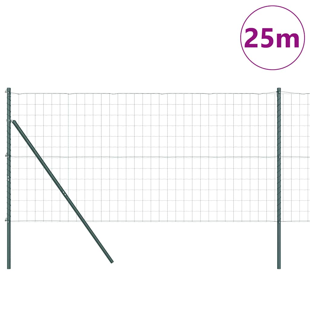 Bodenmontierter Euro-Zaun 25 x 1 m PVC-beschichteter Stahl Grün
