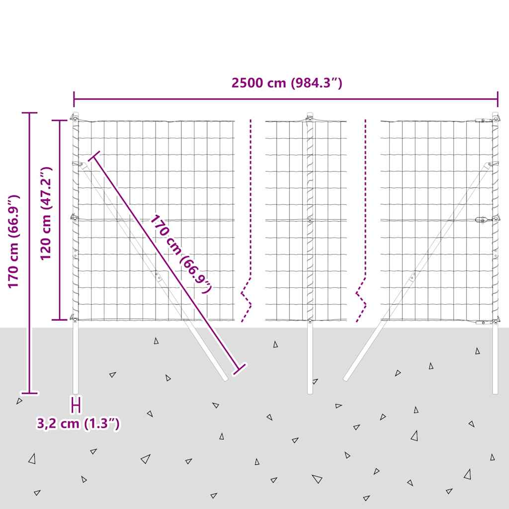Ground Fix Geschweißter Drahtzaun 25 x 1,2 m (B x H)