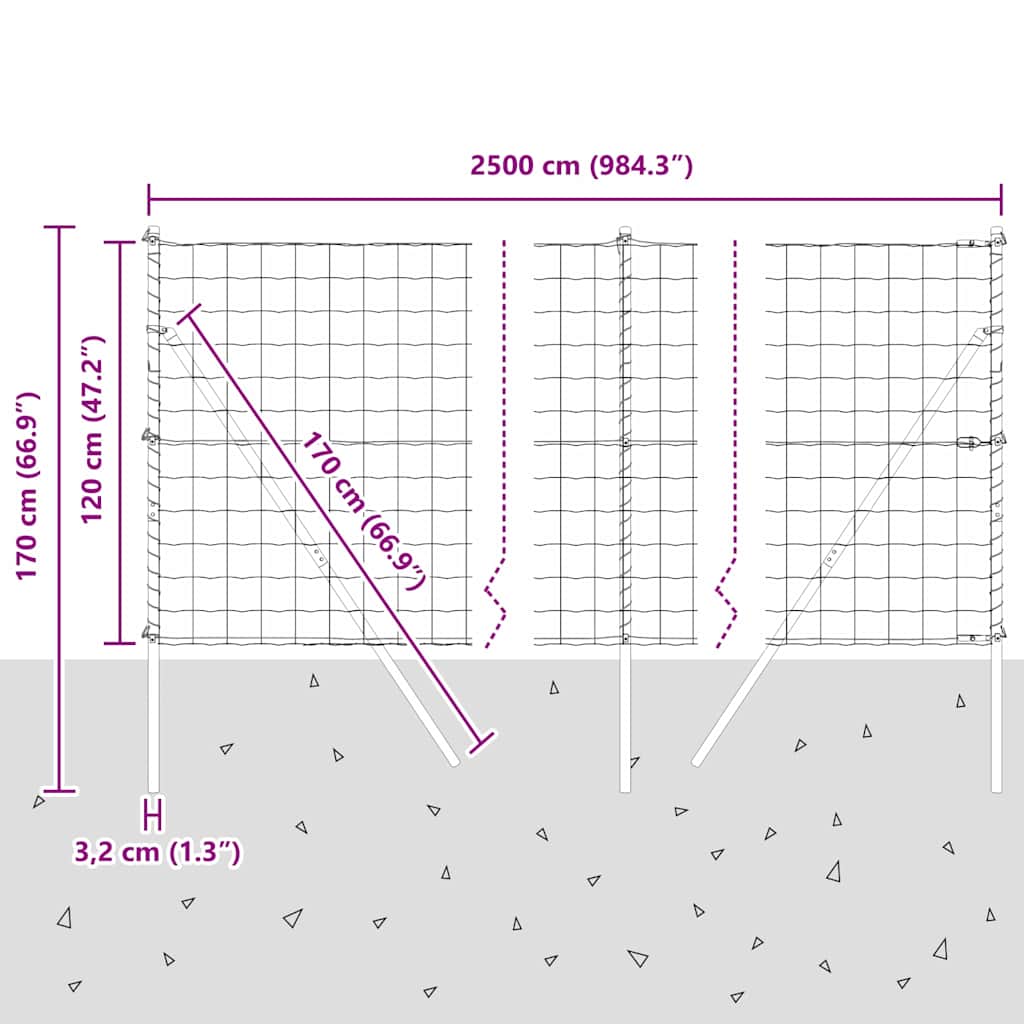 Ground Fix Geschweißter Drahtzaun 25 x 1,2 m (B x H)