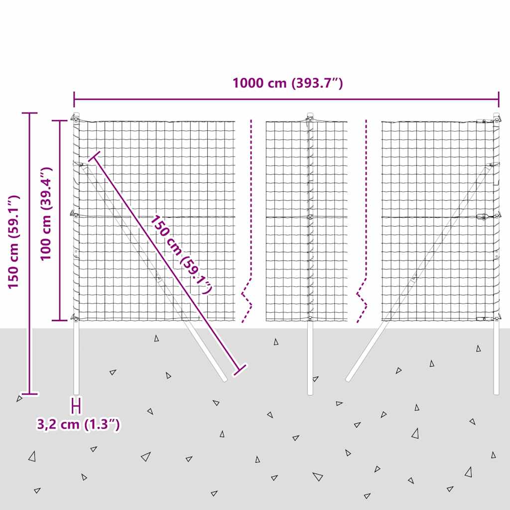 Ground Fix Geschweißter Drahtzaun 10 x 1 m (B x H)