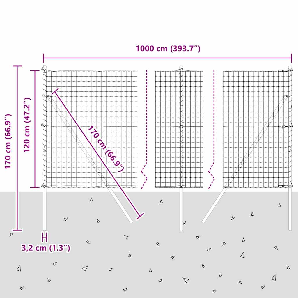 Ground Fix Geschweißter Drahtzaun 10 x 1,2 m (B x H)