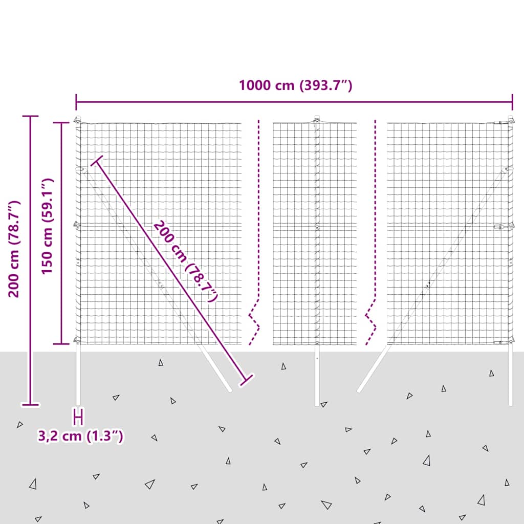 Ground Fix Geschweißter Drahtzaun 10 x 1,5 m (B x H)