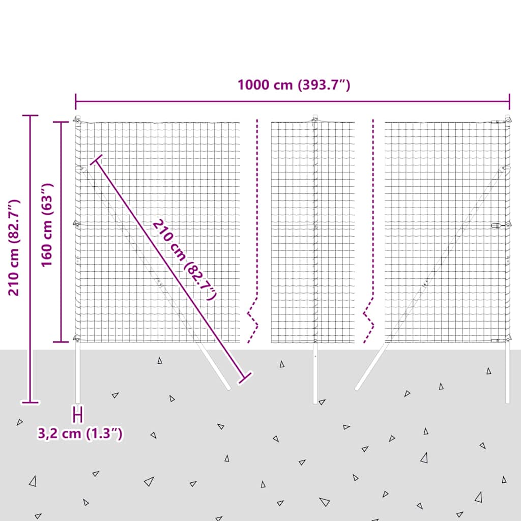Ground Fix Geschweißter Drahtzaun 10 x 1,6 m (B x H)