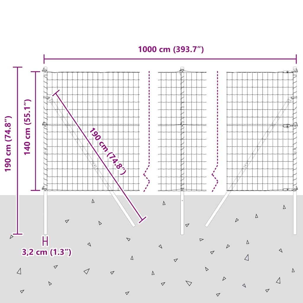 Ground Fix Geschweißter Drahtzaun 10 x 1,4 m (B x H)