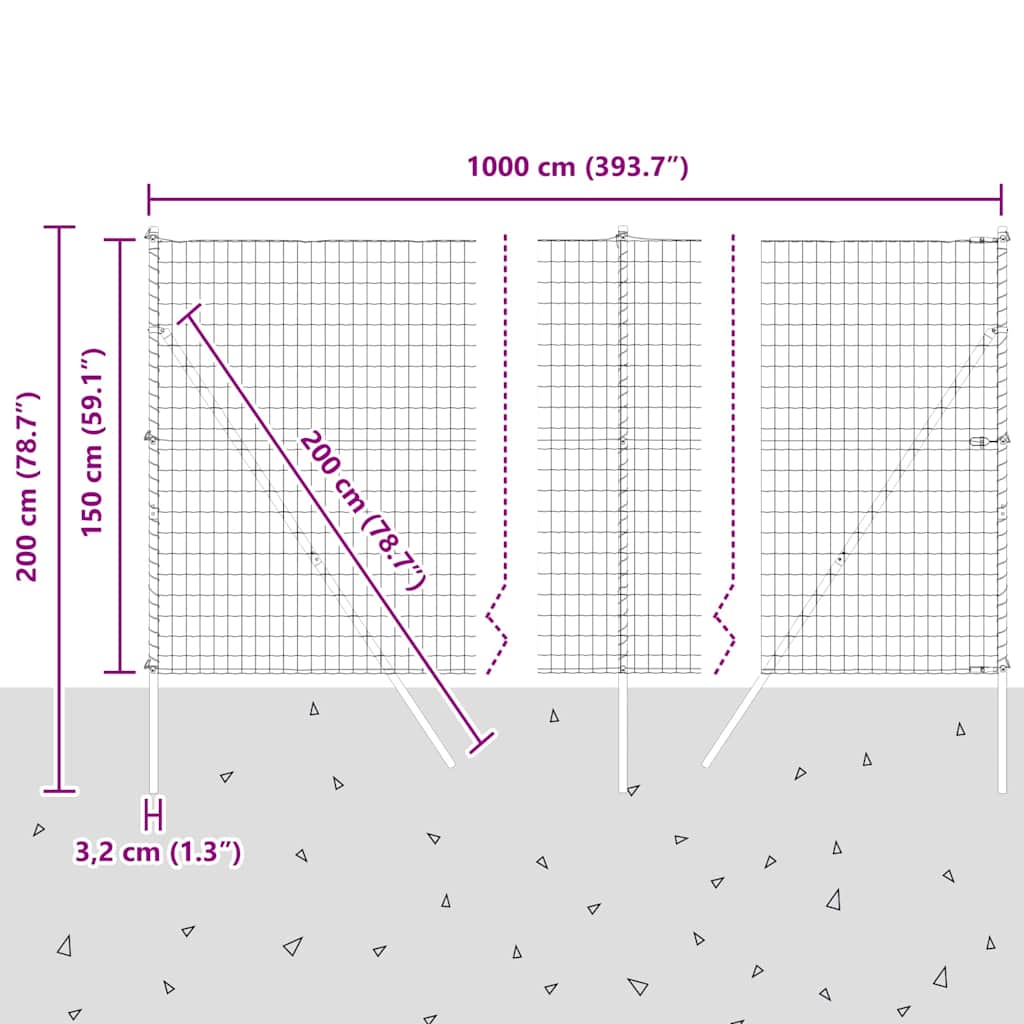 Ground Fix Geschweißter Drahtzaun 10 x 1,5 m (B x H)