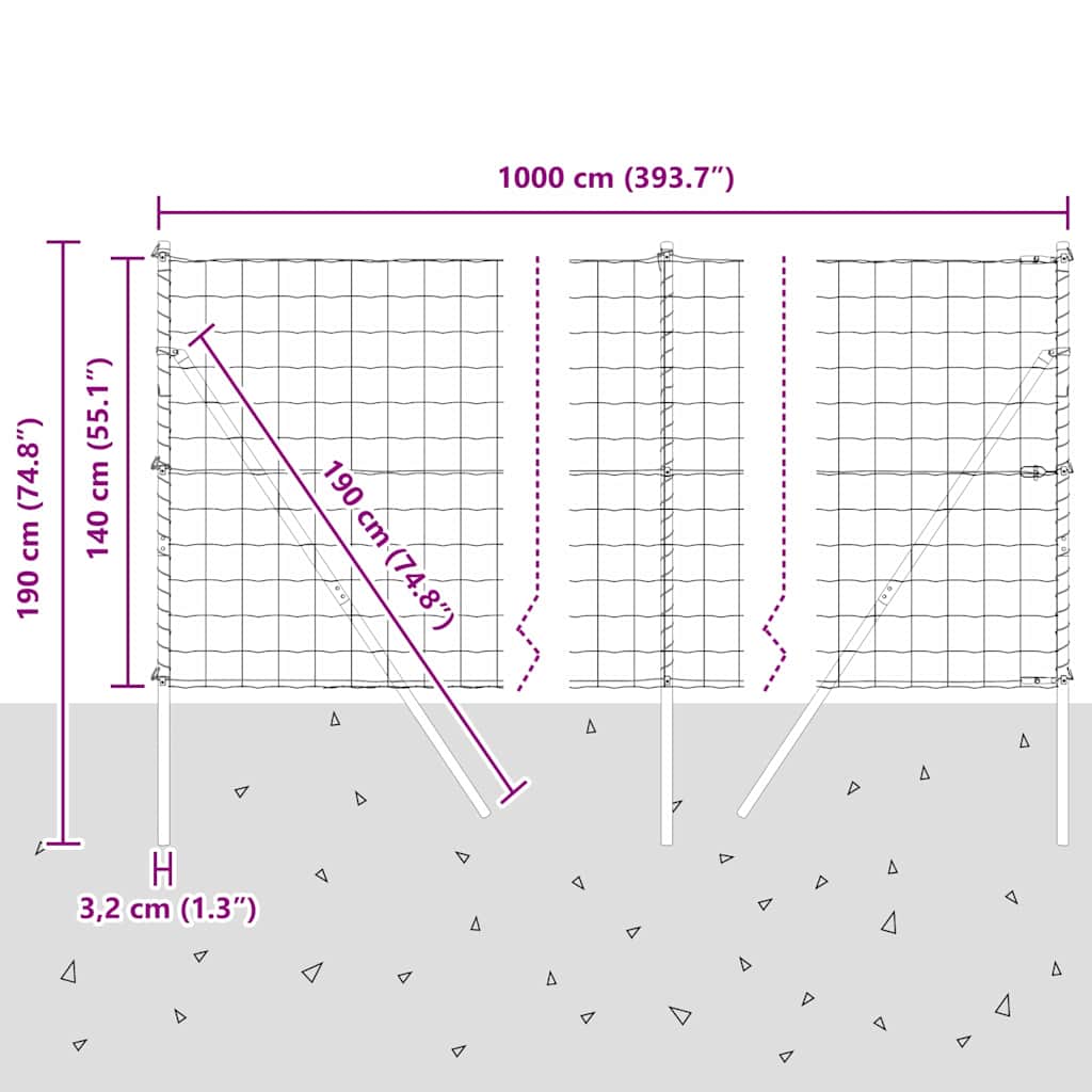 Ground Fix Geschweißter Drahtzaun 10 x 1,4 m (B x H)