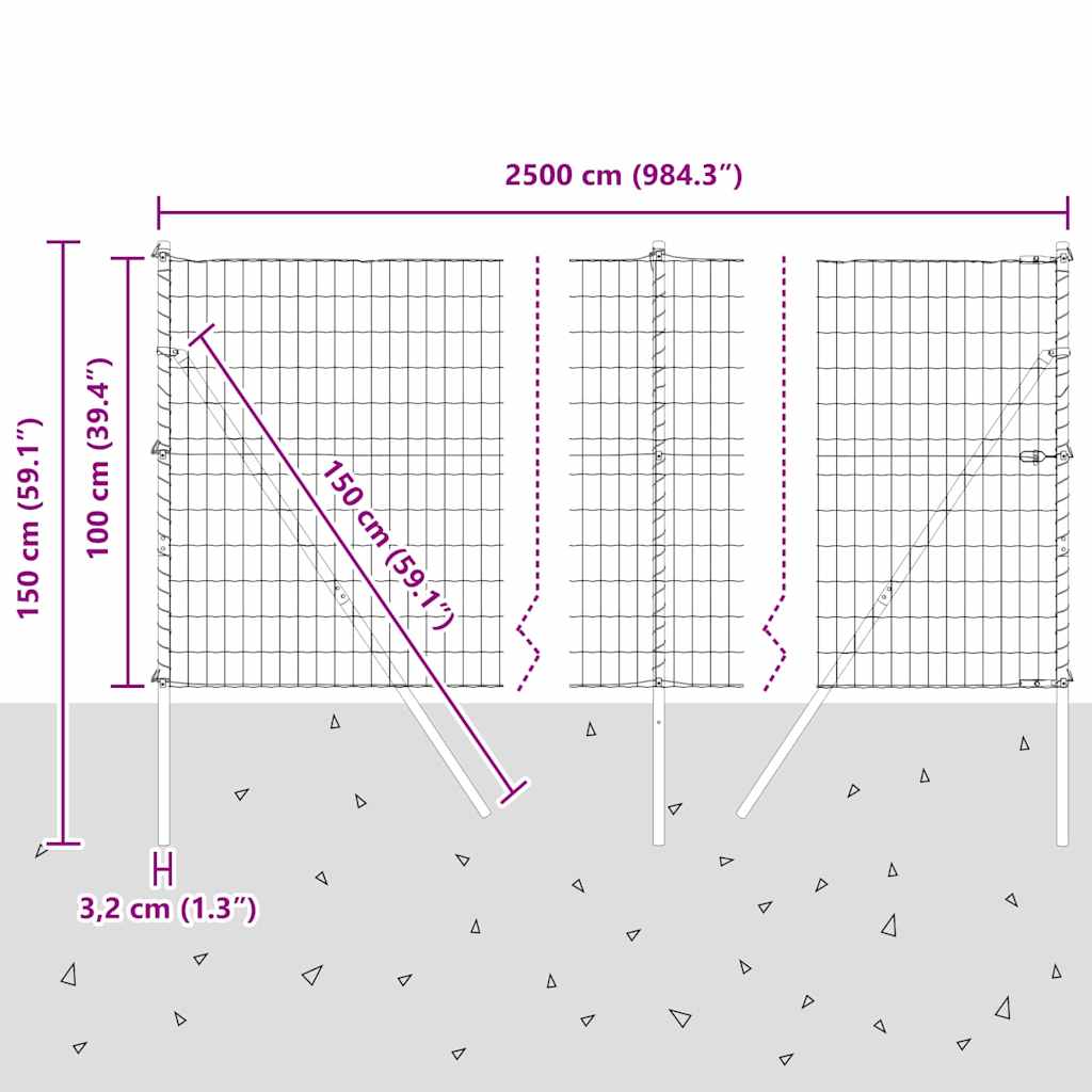 Ground Fix Geschweißter Drahtzaun 25 x 1 m (B x H)