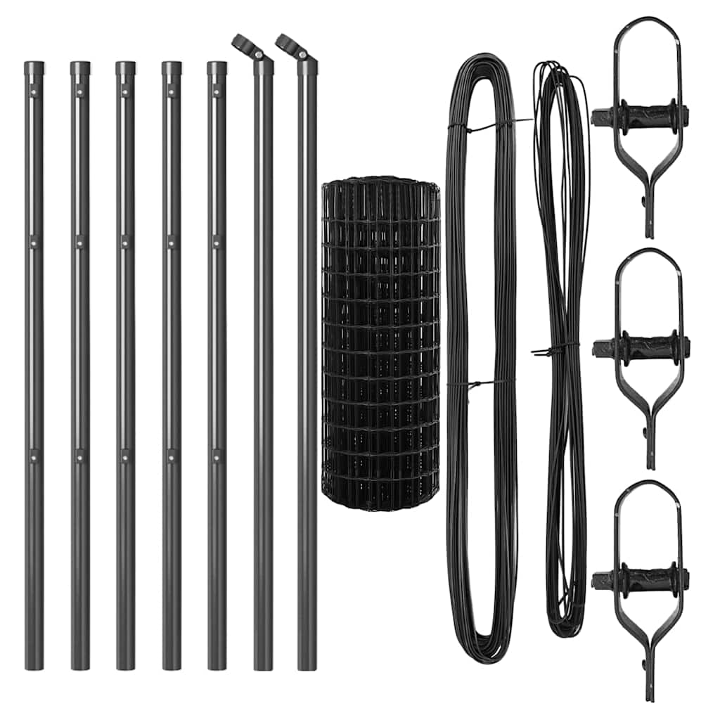Bodenmontierter Euro-Zaun 25 x 0,8 m PVC-beschichteter Stahl