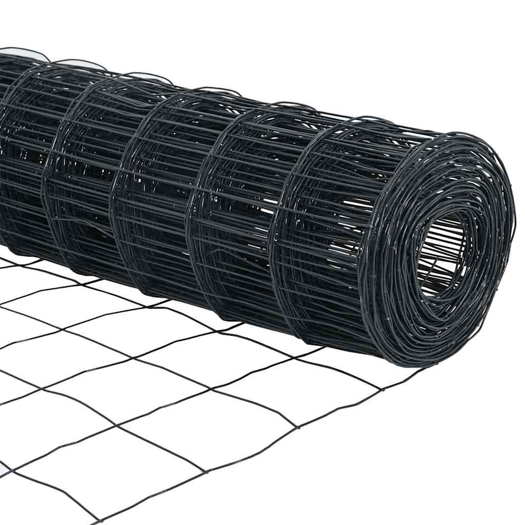 Bodenmontierter Euro-Zaun 25 x 1 m PVC-beschichteter Stahl Grau