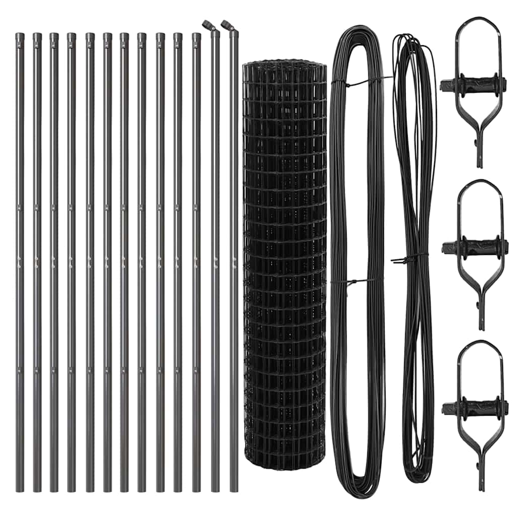 Bodenmontierter Euro-Zaun 25 x 1 m PVC-beschichteter Stahl Grau