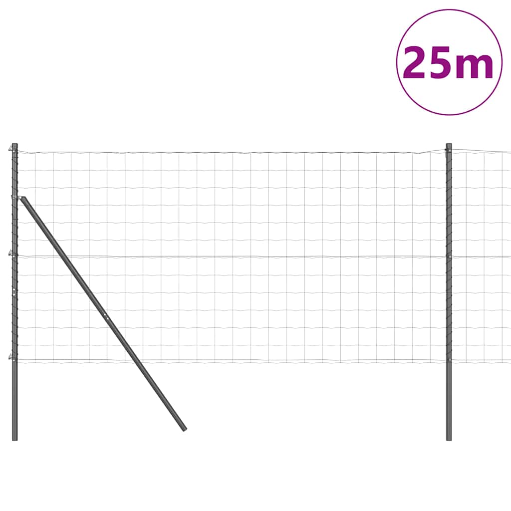Bodenmontierter Euro-Zaun 25 x 1 m PVC-beschichteter Stahl Grau