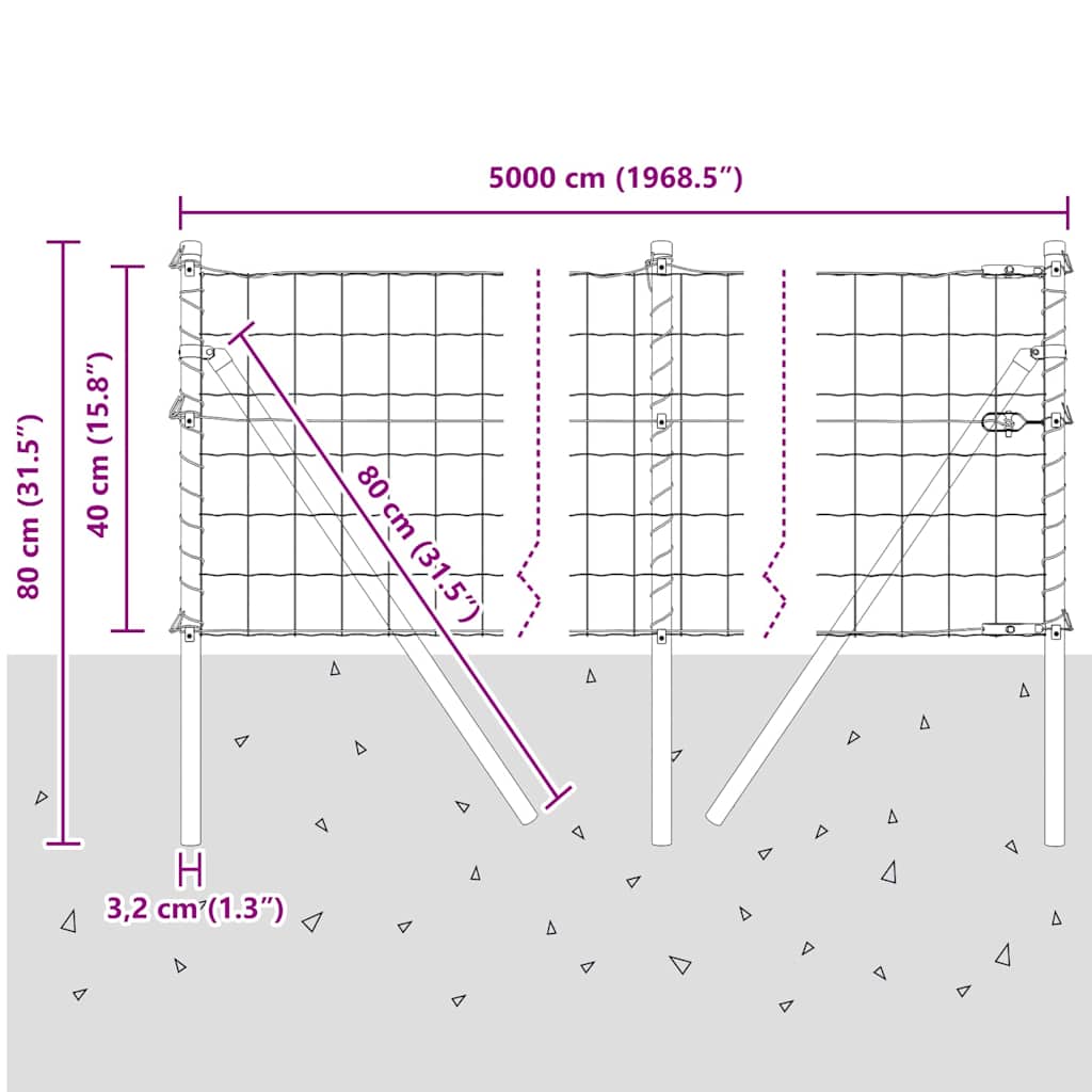 Ground Fix Geschweißter Drahtzaun 50 x 0,4 m (B x H)