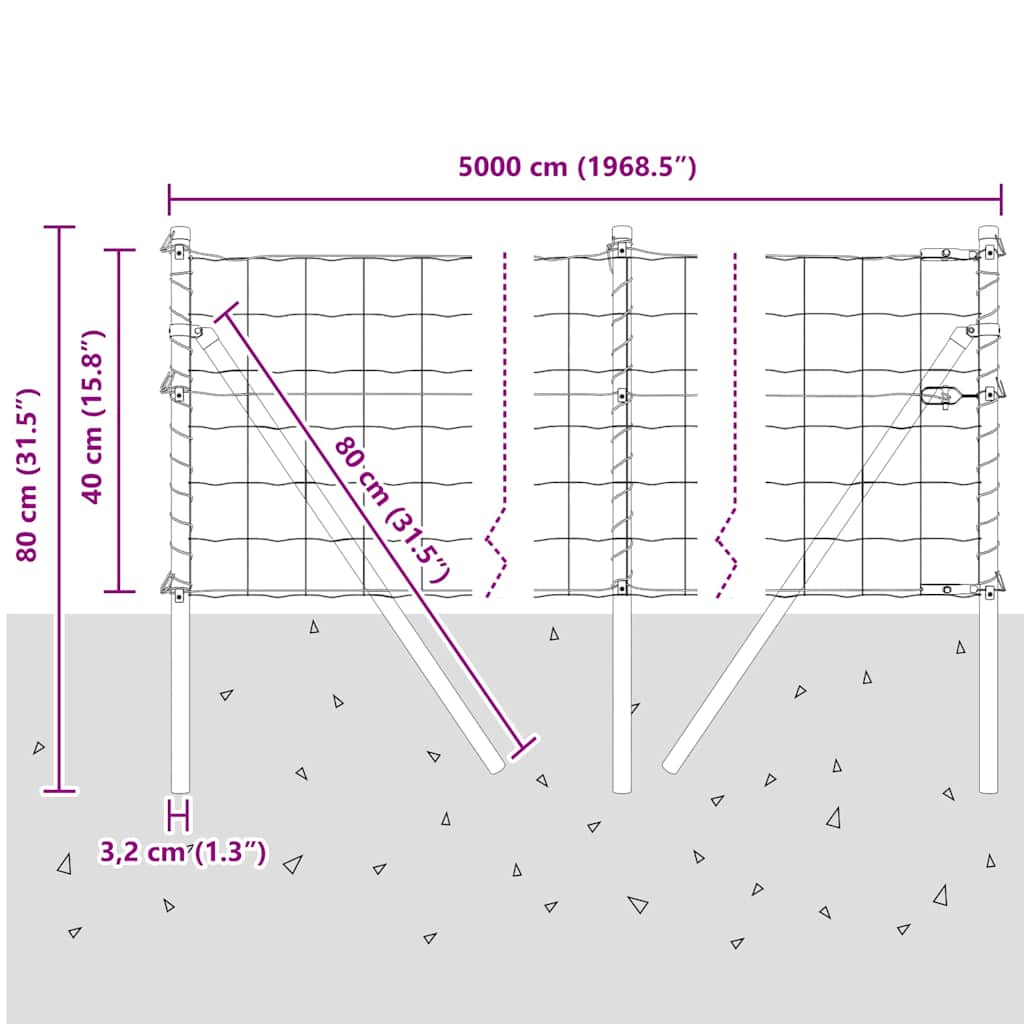 Ground Fix Geschweißter Drahtzaun 50 x 0,4 m (B x H)