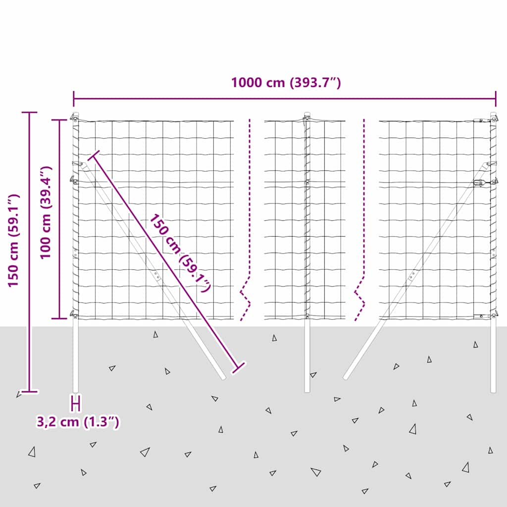 Ground Fix Geschweißter Drahtzaun 10 x 1 m (B x H)