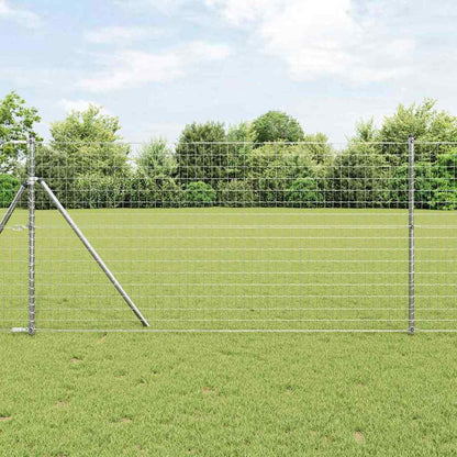 Bodenmontierter Euro-Zaun 10 x 1,4 m Verzinkter Stahl Silber