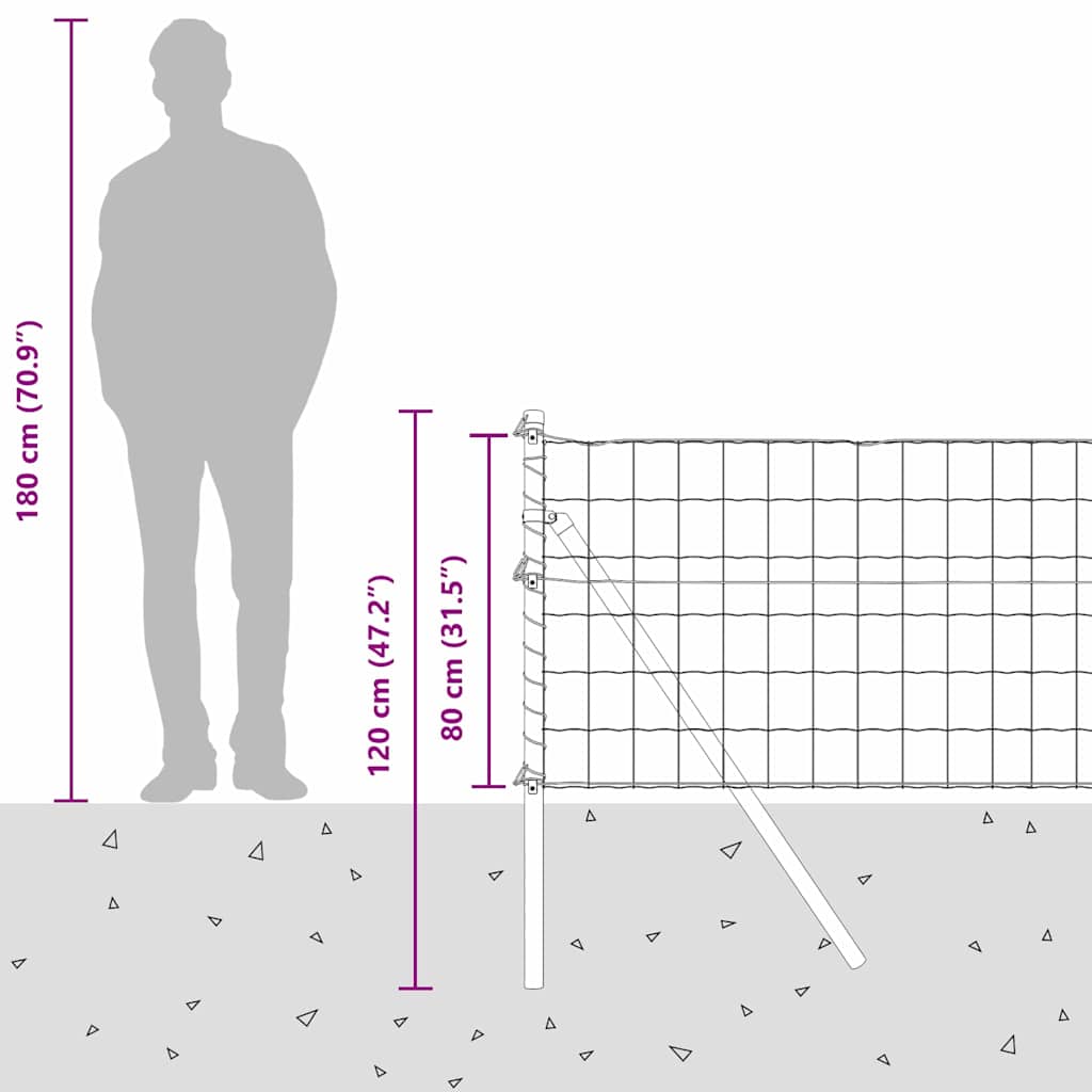 Ground Fix Geschweißter Drahtzaun 10 x 0,8 m (B x H)