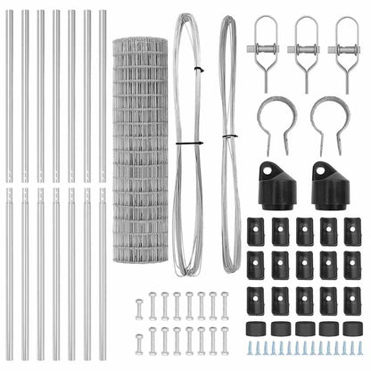 Bodenmontierter Euro-Zaun 10 x 1 m Verzinkter Stahl Silber Netz