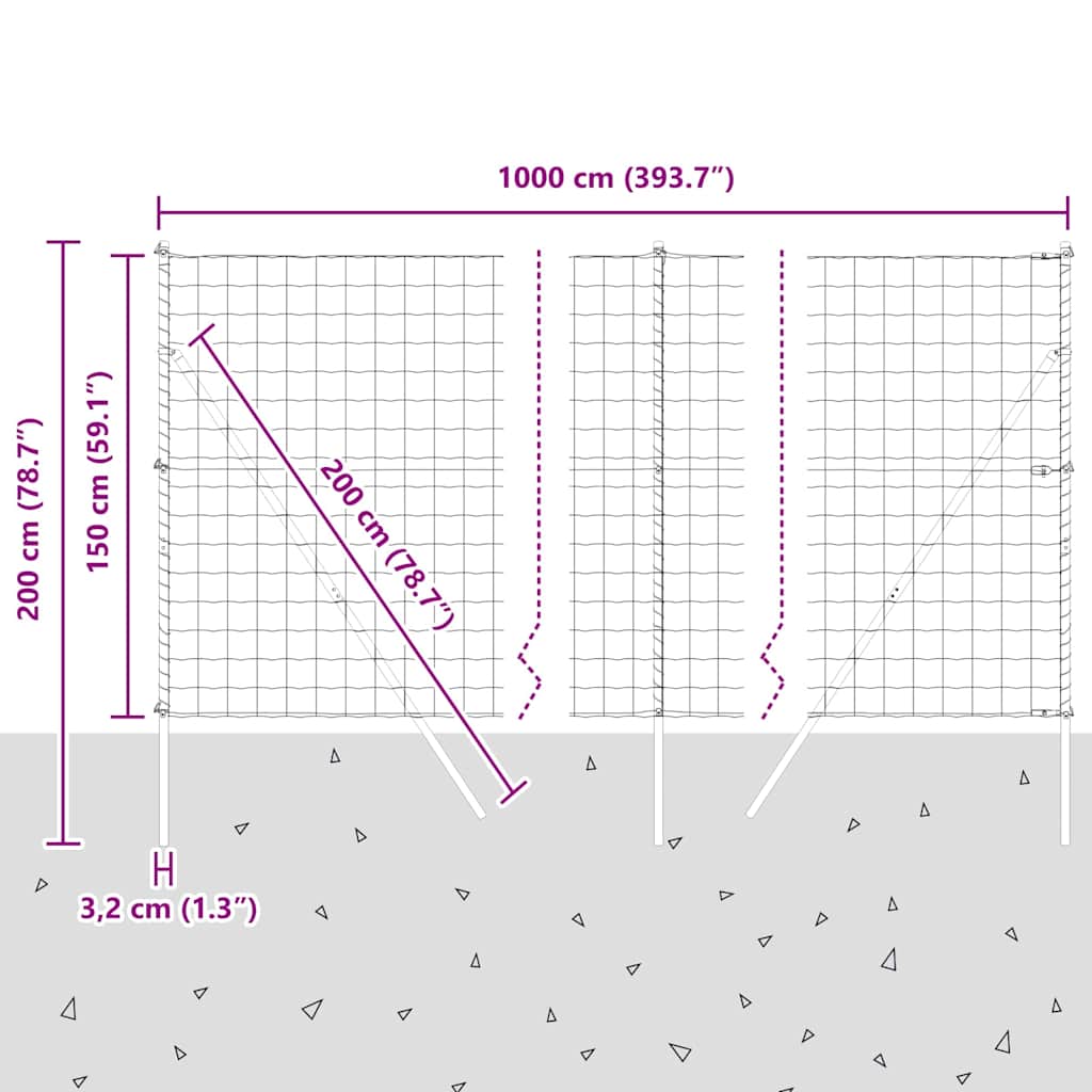 Ground Fix Geschweißter Drahtzaun 10 x 1,5 m (B x H)