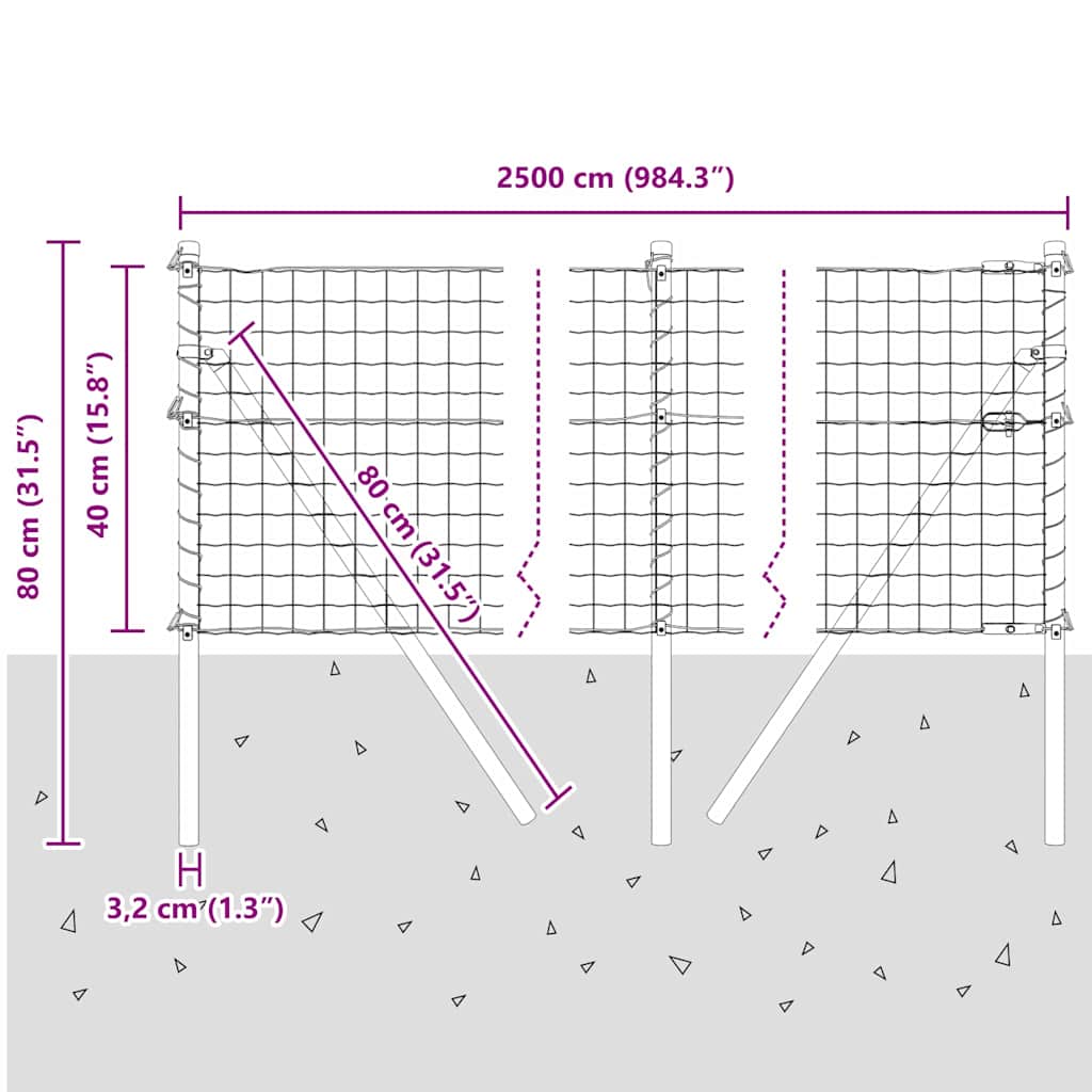 Ground Fix Geschweißter Drahtzaun 25 x 0,4 m (B x H)