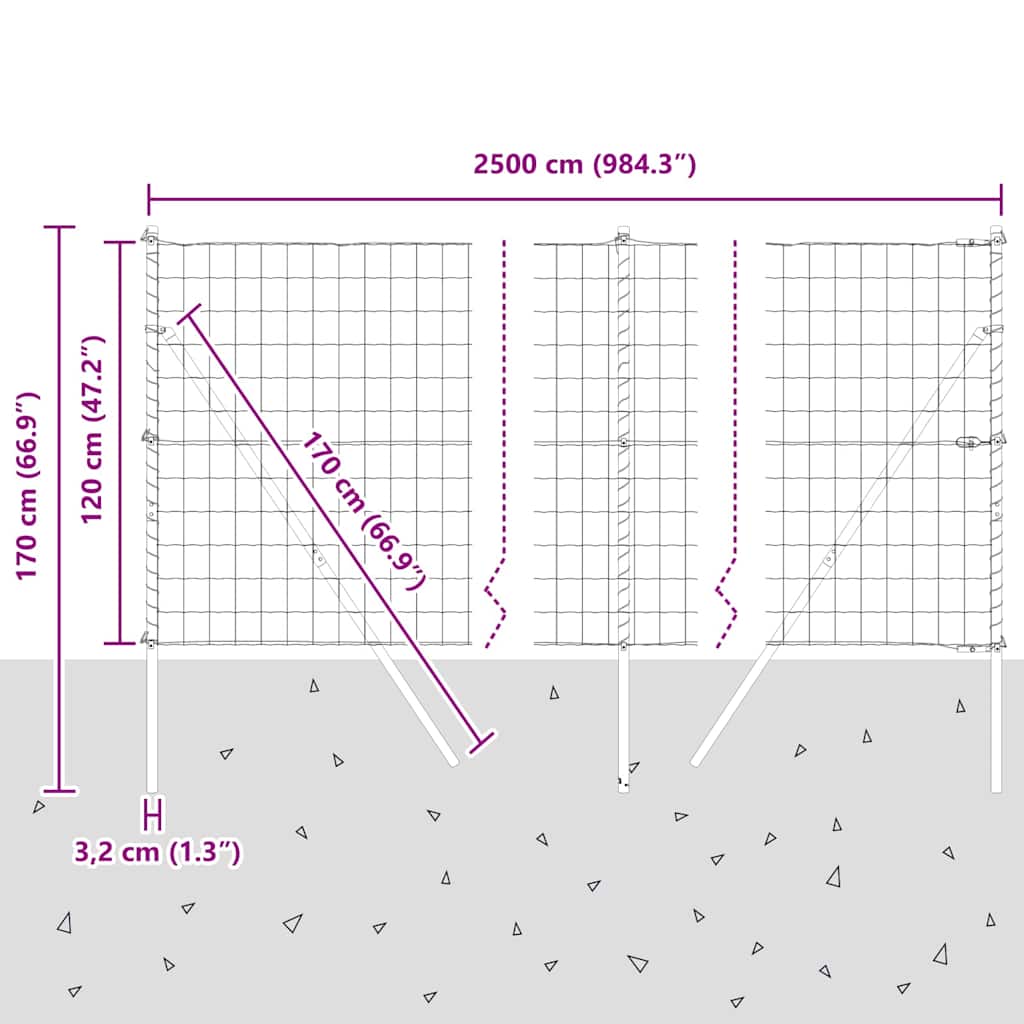 Ground Fix Geschweißter Drahtzaun 25 x 1,2 m (B x H)