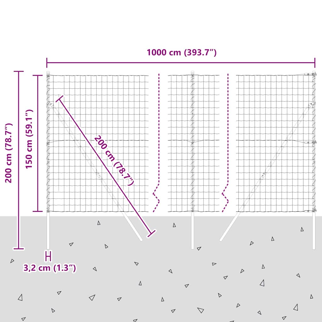 Ground Fix Geschweißter Drahtzaun 10 x 1,5 m (B x H)