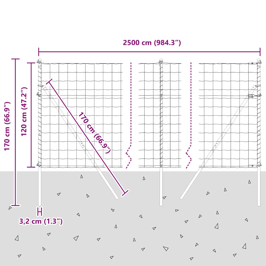 Ground Fix Geschweißter Drahtzaun 25 x 1,2 m (B x H)