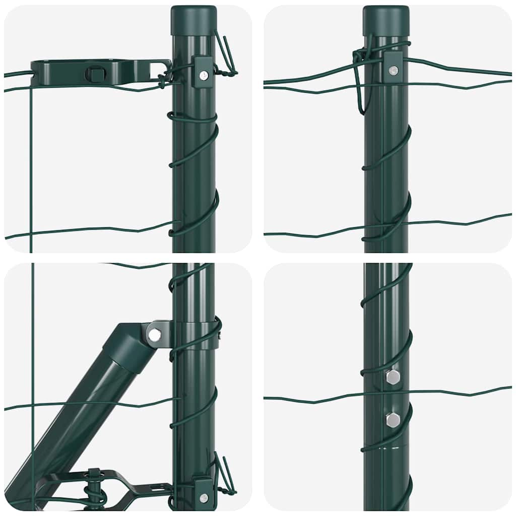 Euro-Zaun mit Stacheln 10 x 1,2 m PVC-beschichteter Stahl Grün