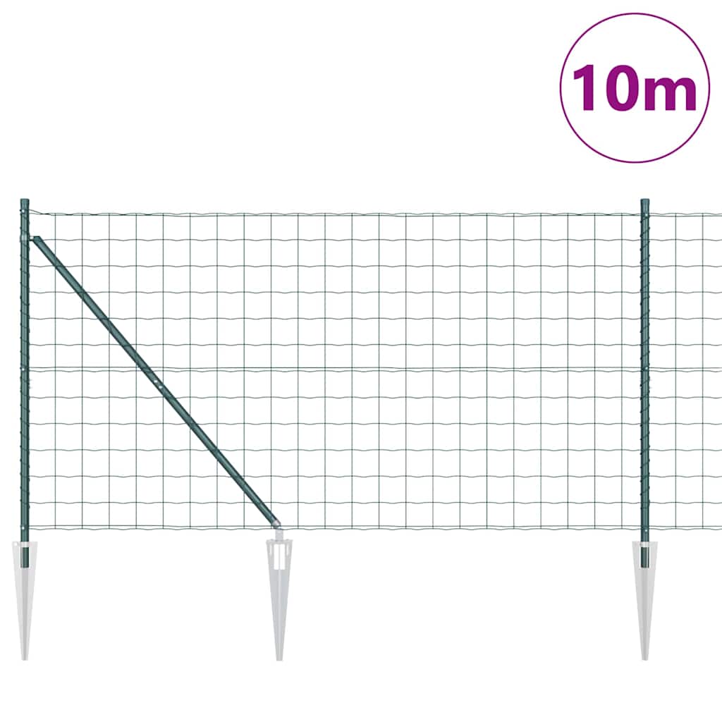 Euro-Zaun mit Stacheln 10 x 1,2 m PVC-beschichteter Stahl Grün