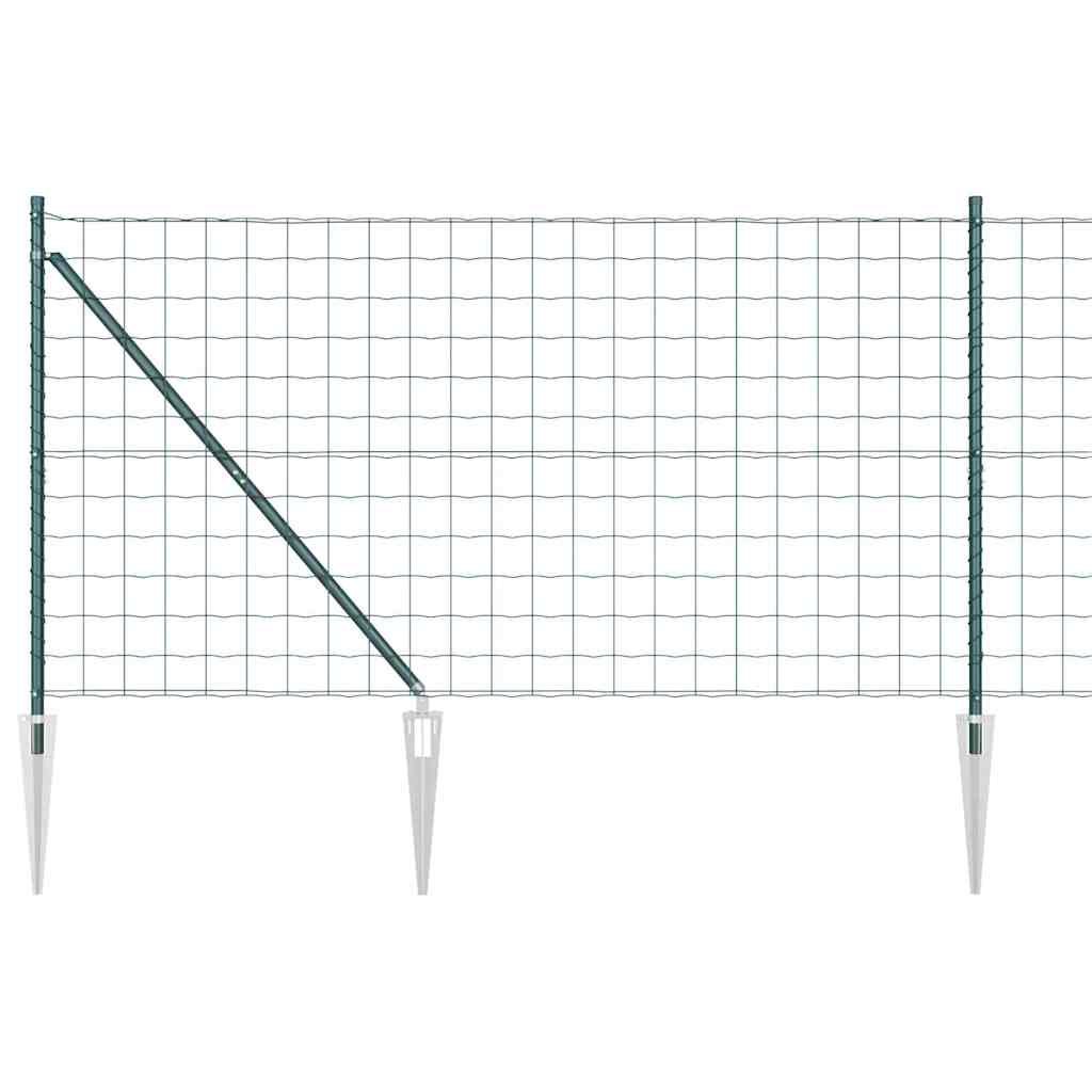 Euro-Zaun mit Stacheln 10 x 1,4 m PVC-beschichteter Stahl Grün