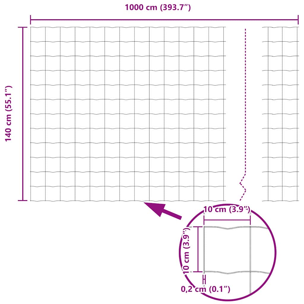 Euro-Zaun mit Stacheln 10 x 1,4 m PVC-beschichteter Stahl Grün