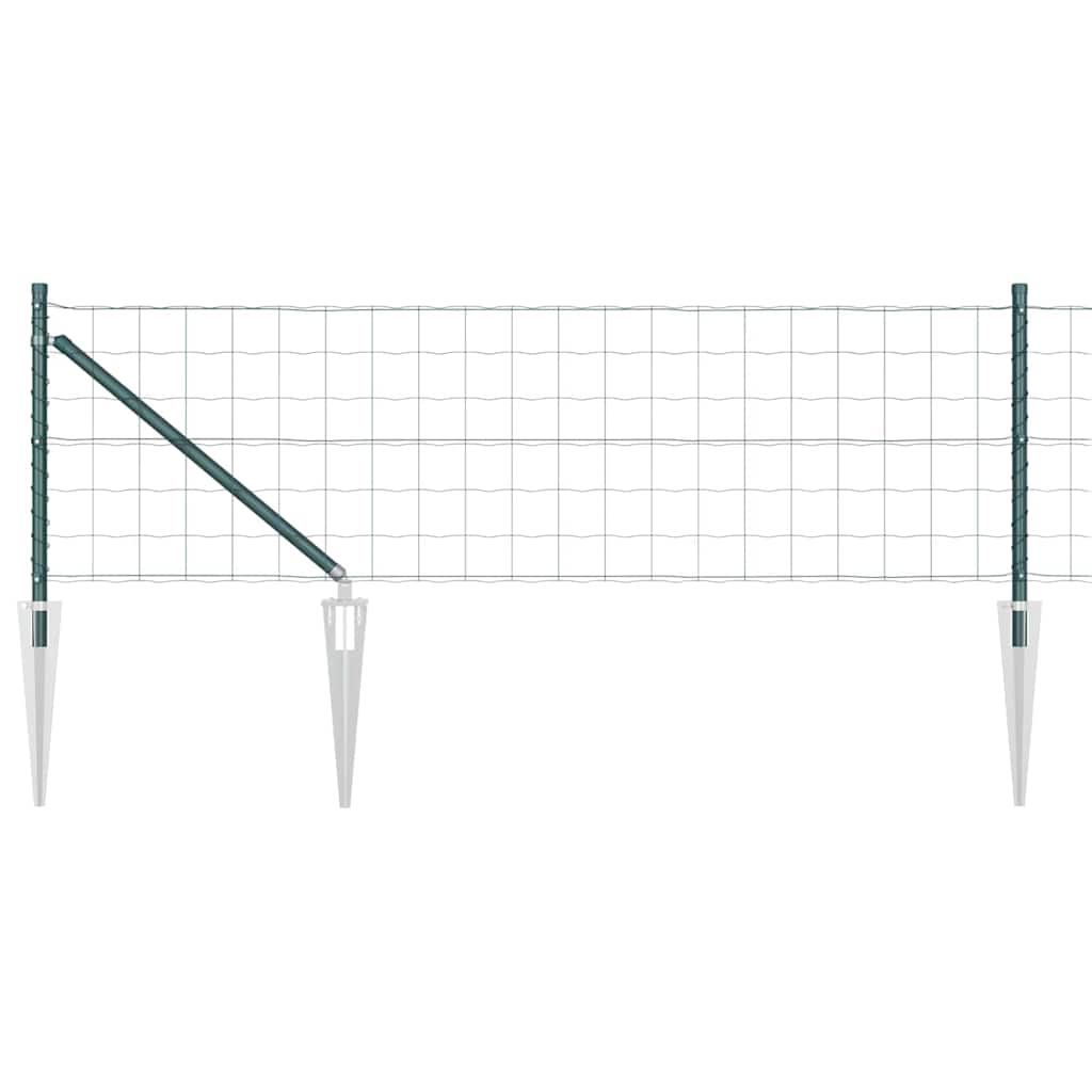 Euro-Zaun mit Stacheln 25 x 0,8 m PVC-beschichteter Stahl Grün