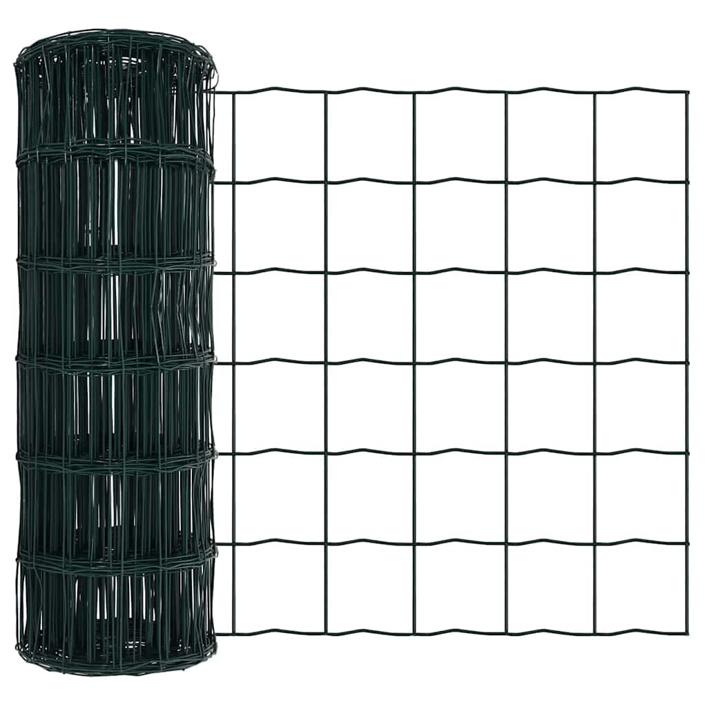 Euro-Zaun mit Stacheln 25 x 0,8 m PVC-beschichteter Stahl Grün
