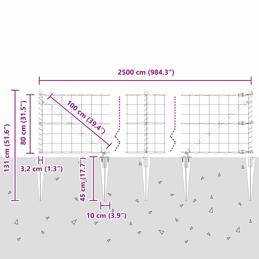 Euro-Zaun mit Stacheln 25 x 0,8 m PVC-beschichteter Stahl Grün