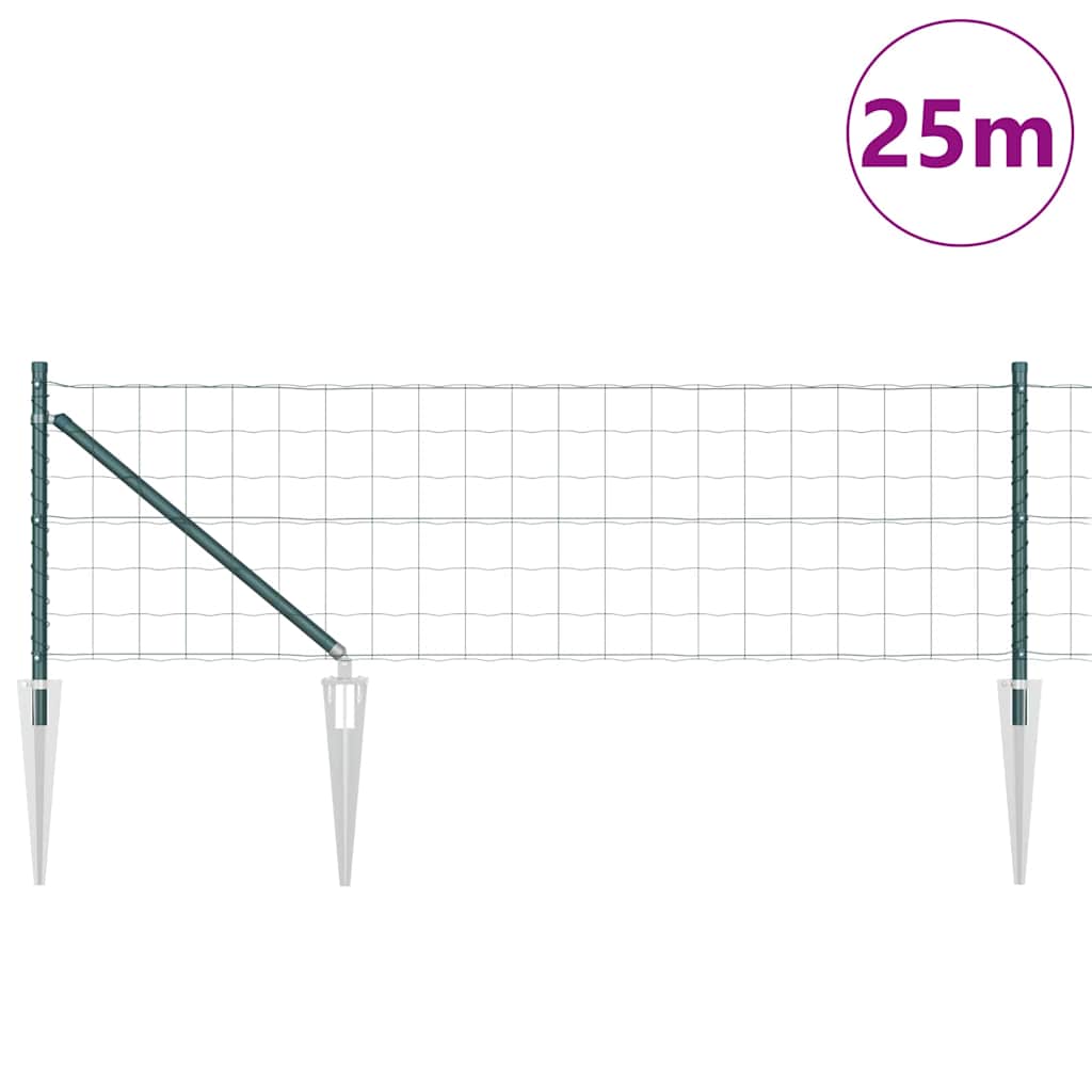 Euro-Zaun mit Stacheln 25 x 0,8 m PVC-beschichteter Stahl Grün