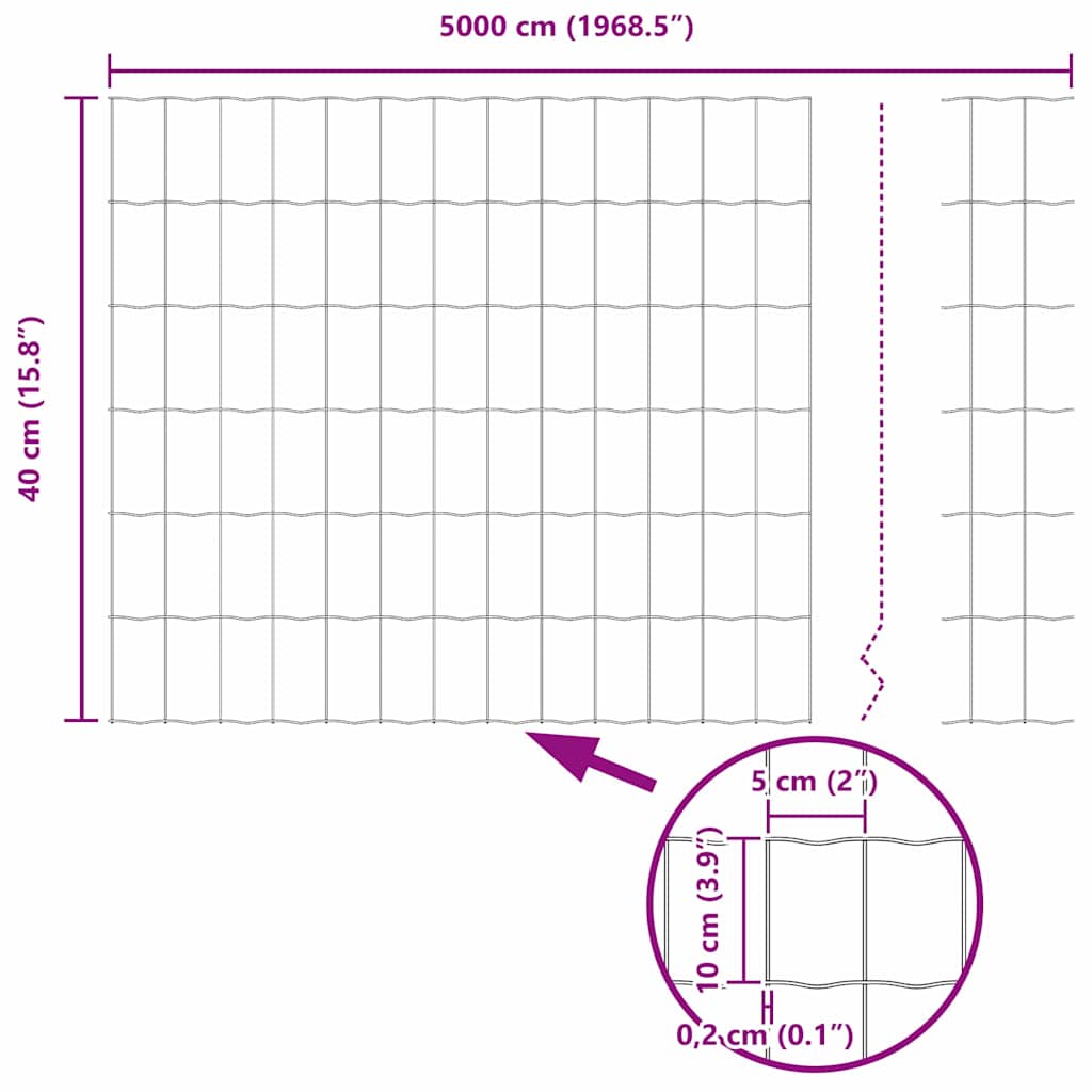 Schweißdrahtzaun mit Spikes 50 x 0,4 m (B x H)