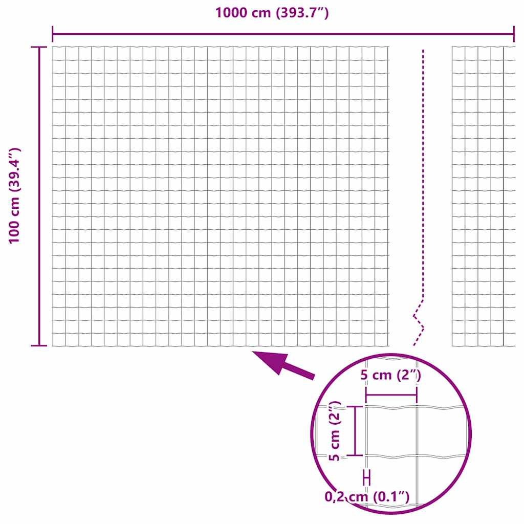Schweißdrahtzaun mit Spikes 10 x 1 m (B x H)