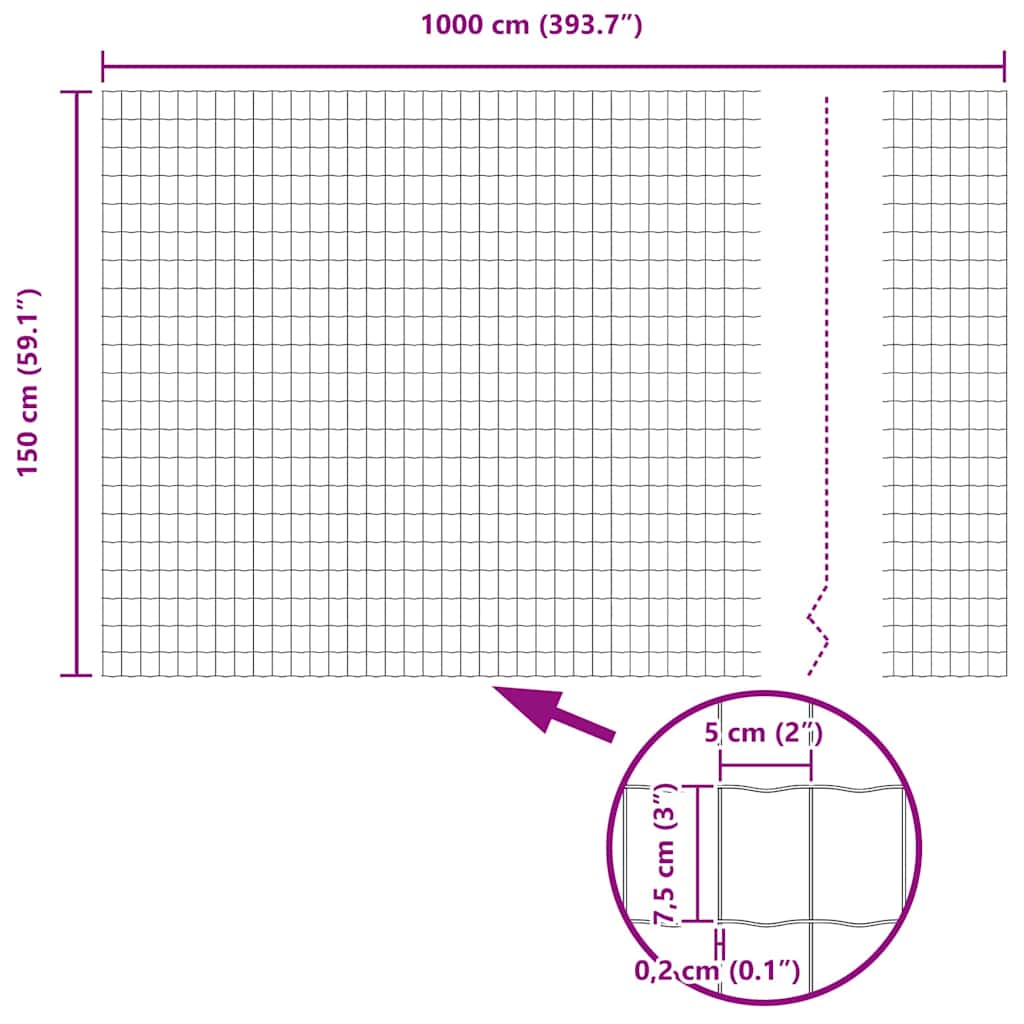 Euro-Zaun mit Stacheln 10 x 1,5 m PVC-beschichteter Stahl Grau