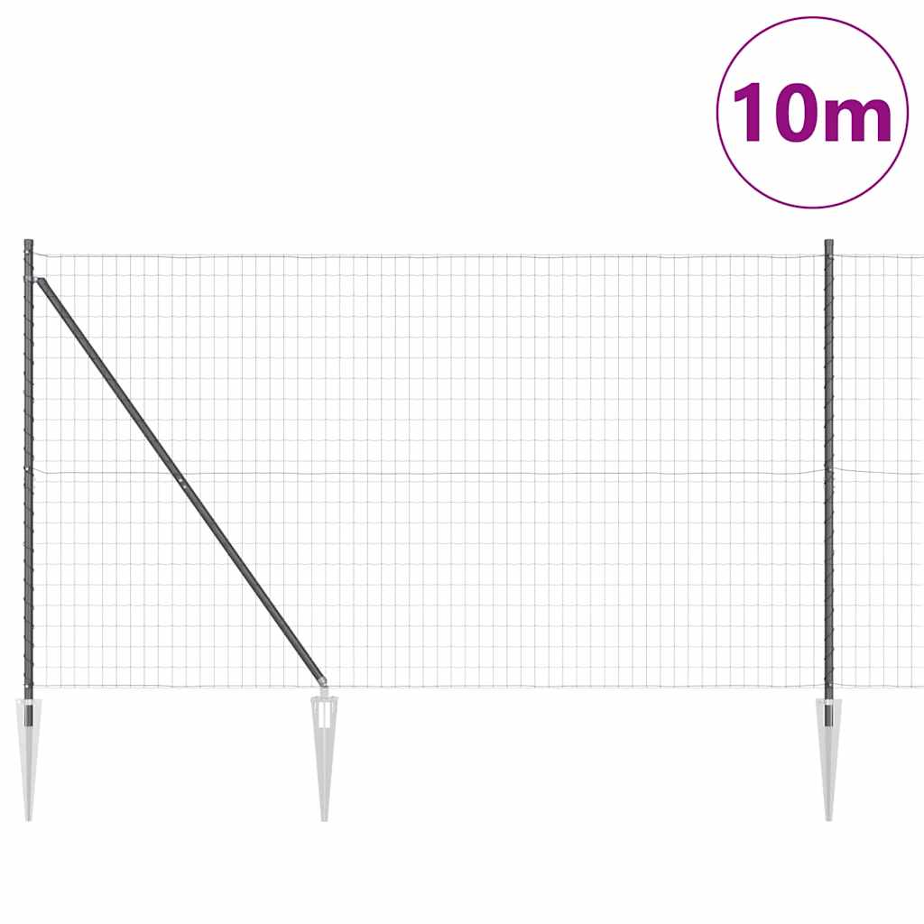 Euro-Zaun mit Stacheln 10 x 1,5 m PVC-beschichteter Stahl Grau