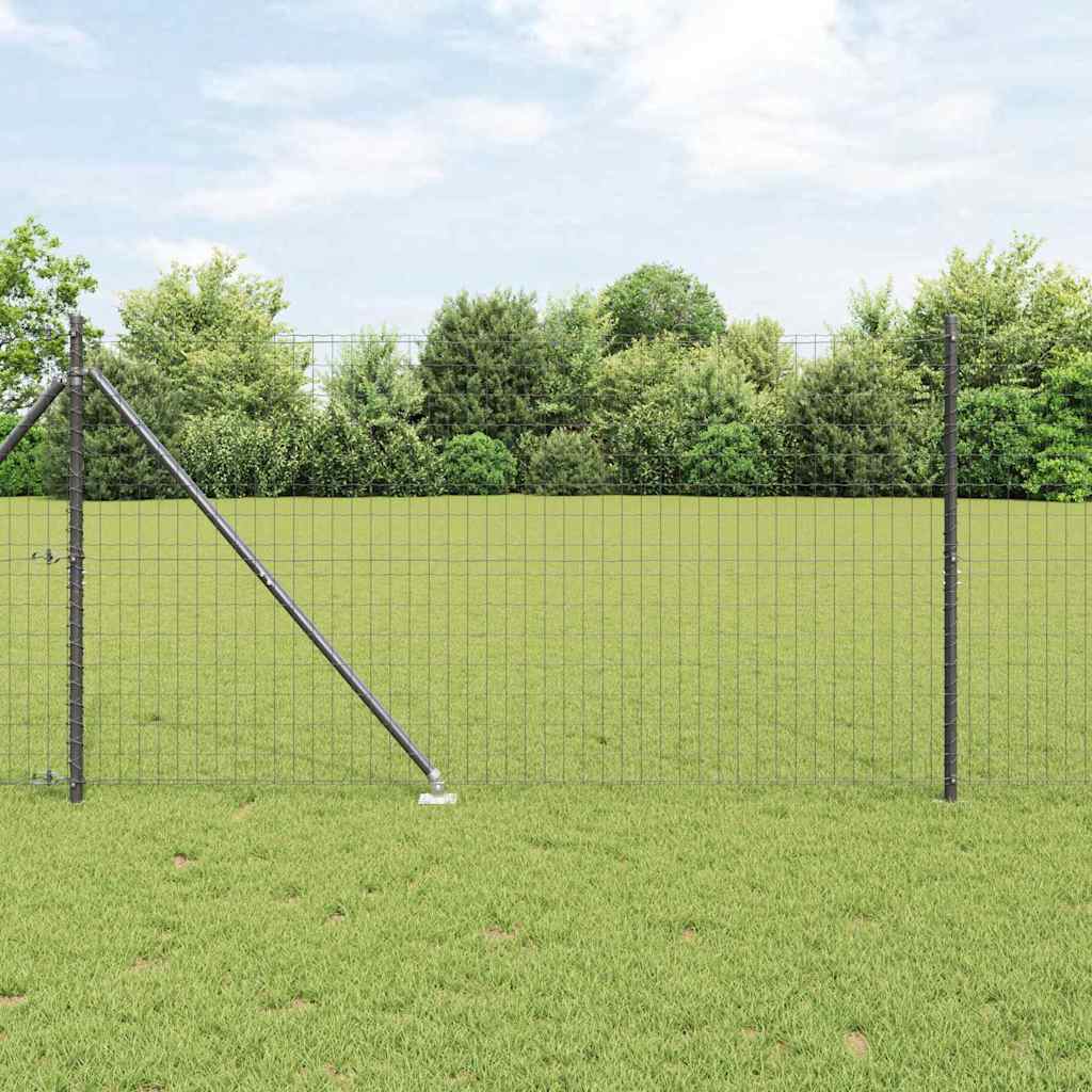 Euro-Zaun mit Stacheln 25 x 1,2 m PVC-beschichteter Stahl Grau