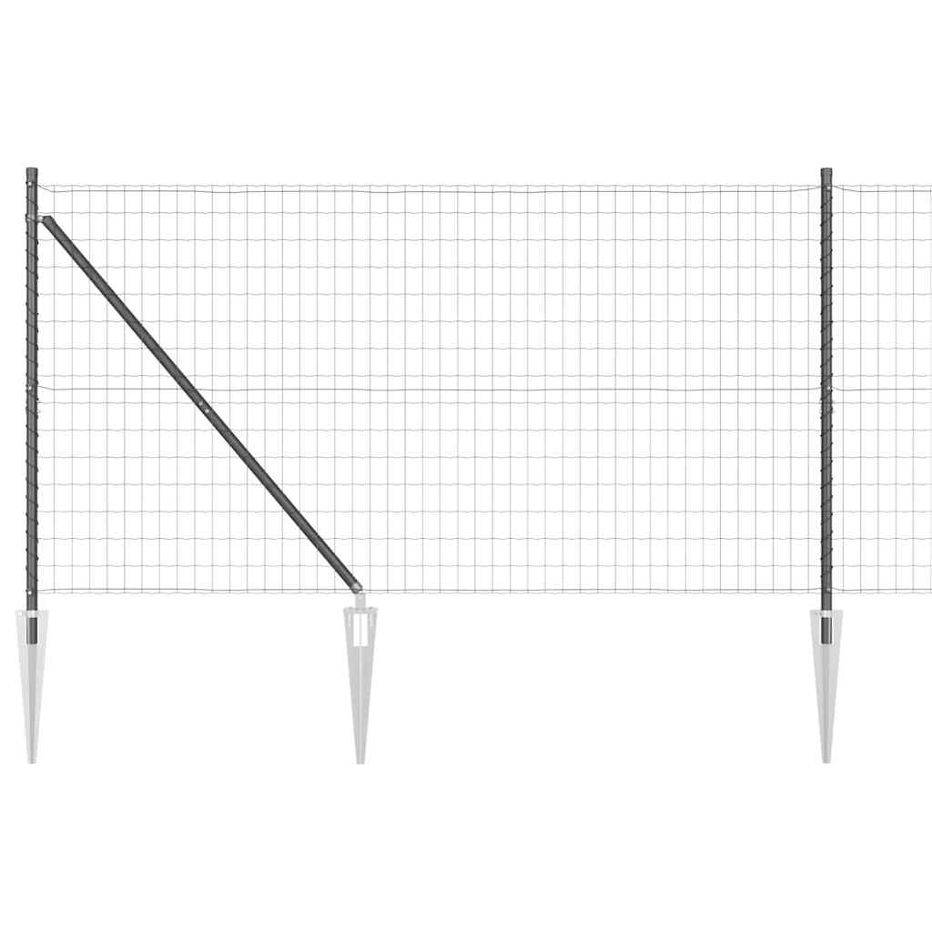 Euro-Zaun mit Stacheln 25 x 1,2 m PVC-beschichteter Stahl Grau