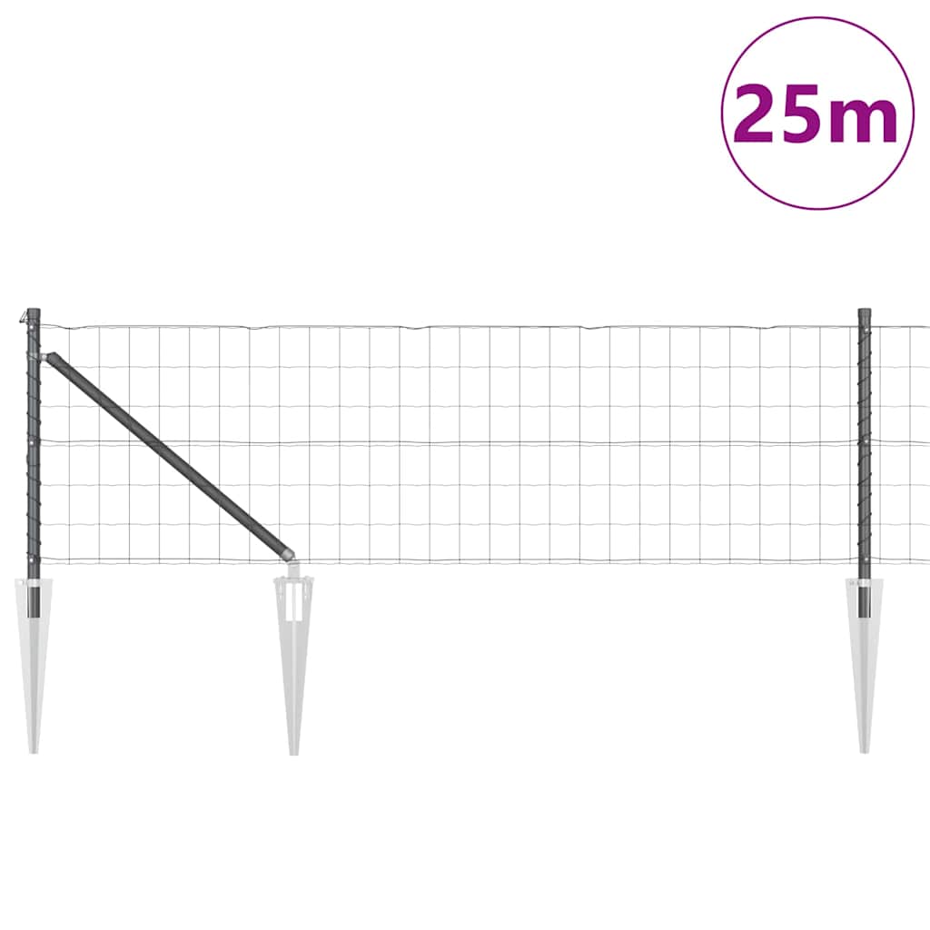 Euro-Zaun mit Spitzen 25 x 0,6 m PVC-beschichteter Stahl Grau