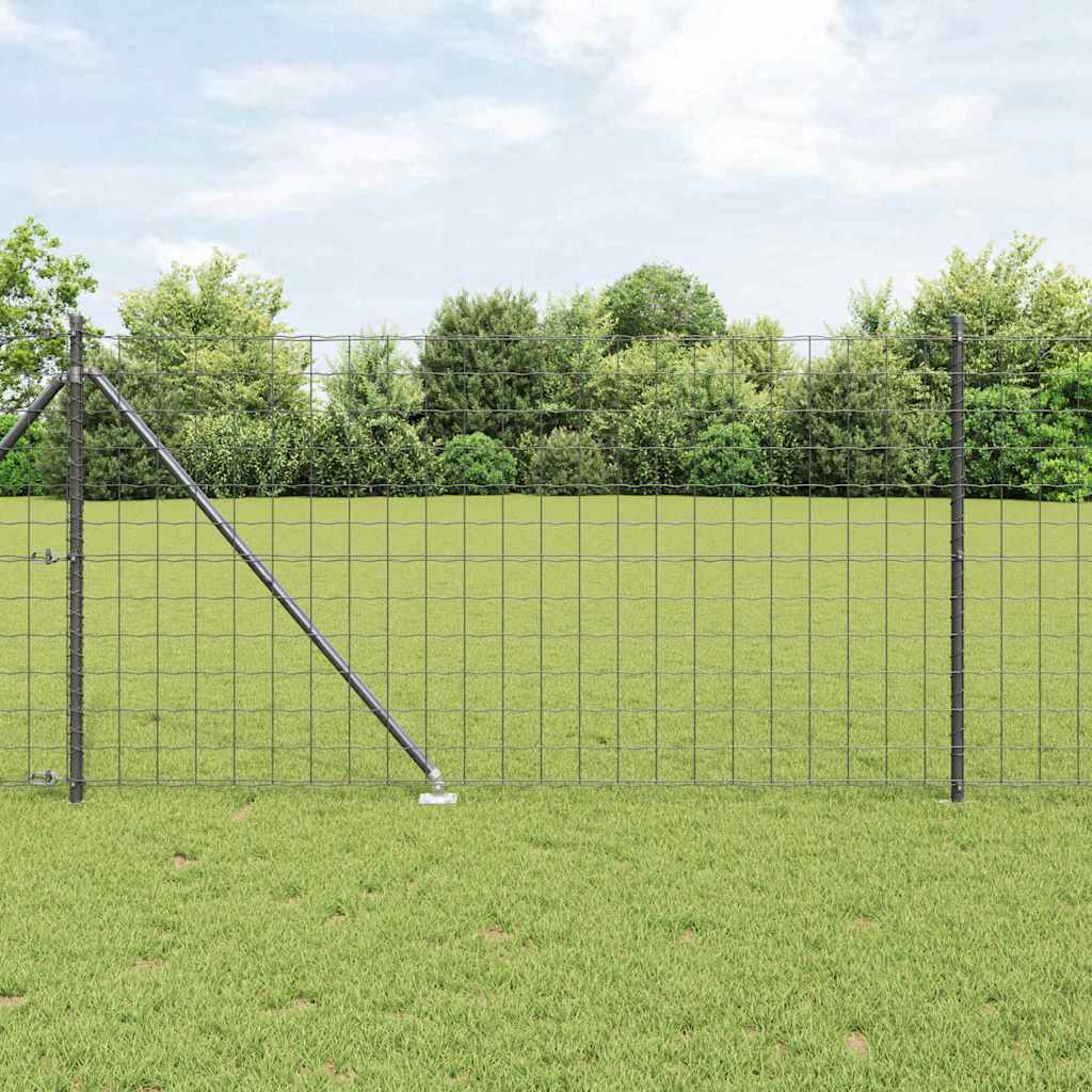 Euro-Zaun mit Stacheln 25 x 1 m PVC-beschichteter Stahl Grau