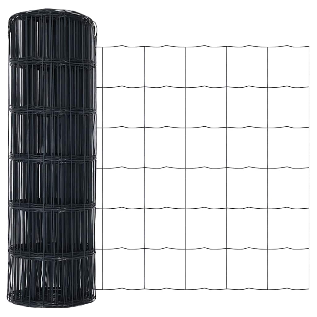 Euro-Zaun mit Stacheln 25 x 1 m PVC-beschichteter Stahl Grau