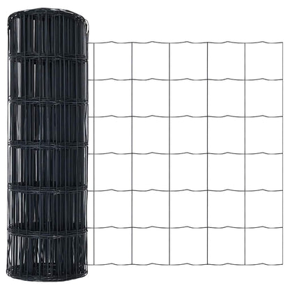 Euro-Zaun mit Stacheln 25 x 1 m PVC-beschichteter Stahl Grau
