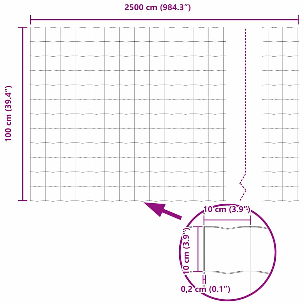 Euro-Zaun mit Stacheln 25 x 1 m PVC-beschichteter Stahl Grau