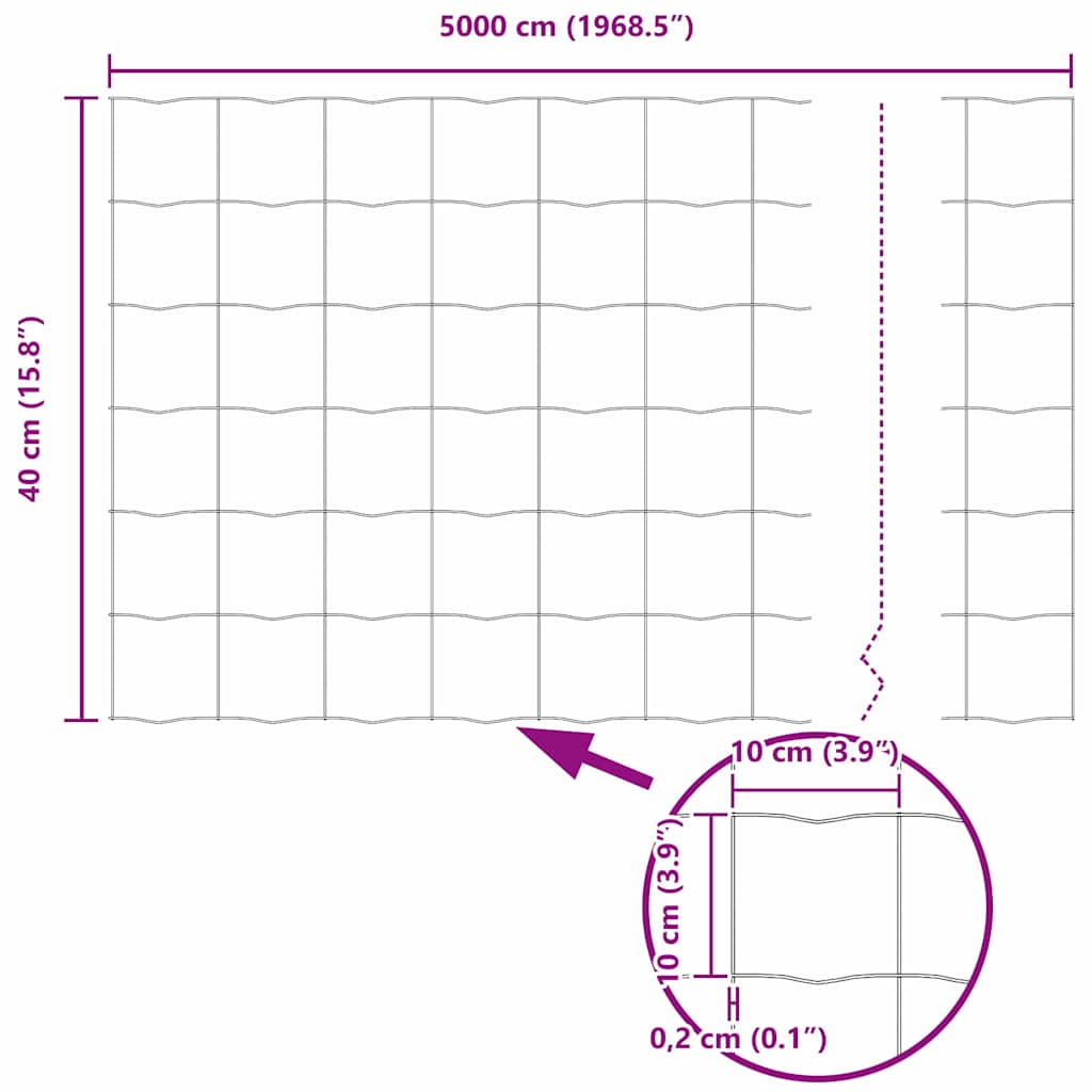 Schweißdrahtzaun mit Spikes 50 x 0,4 m (B x H)