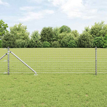 Euro-Zaun mit Stacheln 10 x 0,8 m Verzinkter Stahl Silber Netz